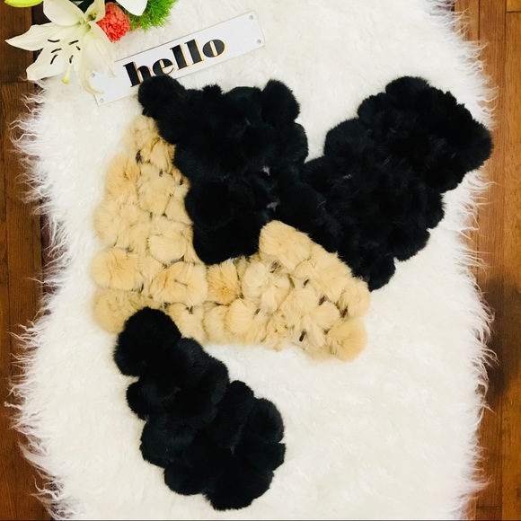 Accessories - Genuine Rabbit Fur Scarf Tan Brown